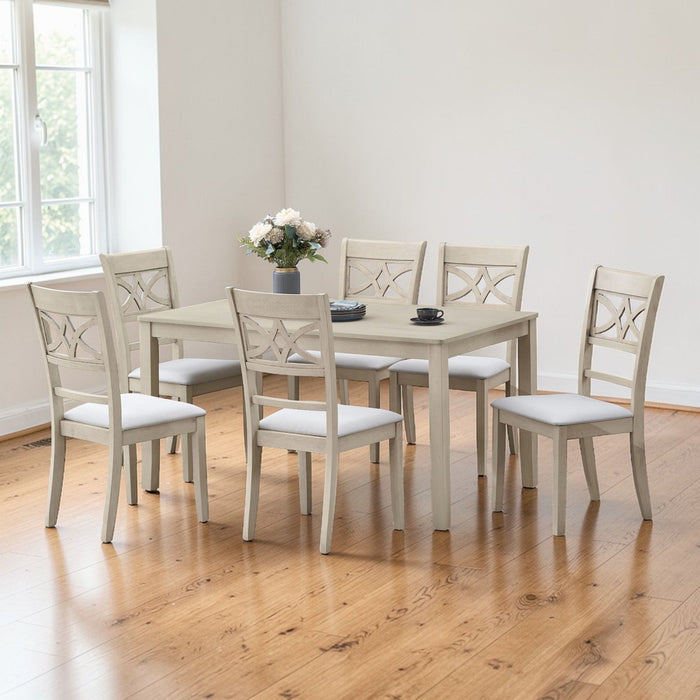 Ferris - 7 Piece Dining Set With Cross Back Chairs And Rectangular Table - Antique White