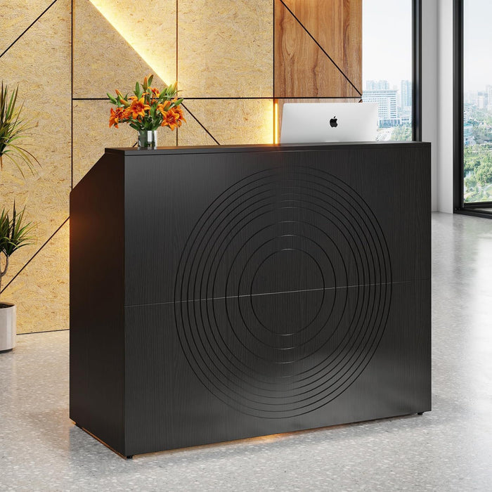 Modern Reception Desk, Front Desk Table With Cable Grommet & Privacy Panels