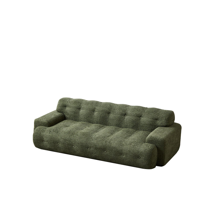 Cloud Series Minimalist Button Tufted Square Arm 3 Seater Sofa