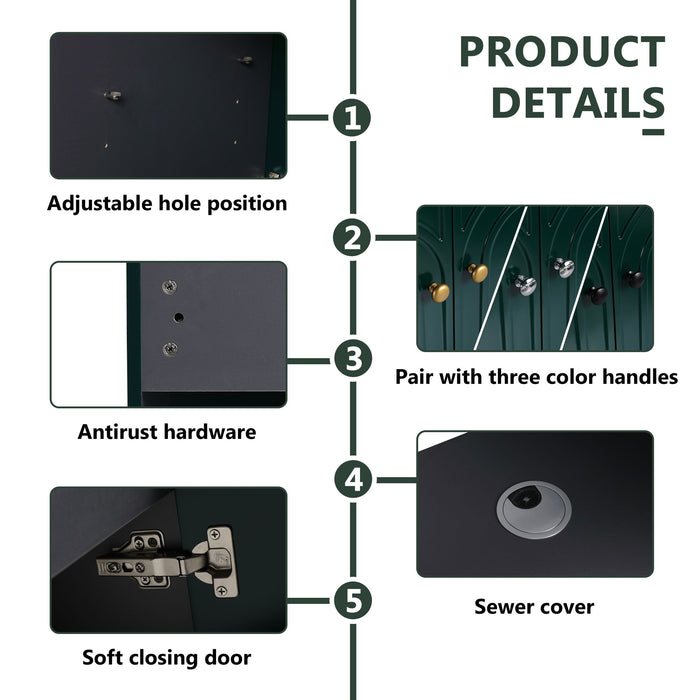 Contemporary Freestanding Bathroom Vanity With Resin Sink & Soft-Close Cabinet Doors