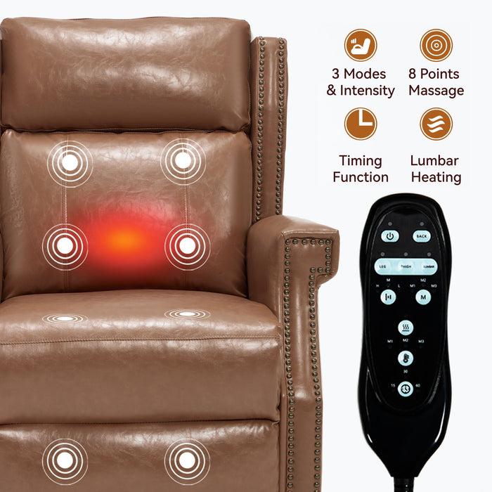 Manual Recliner Chair With Heavy Duty Motion Mechanism, 8 Vibrating Nodes And 3 Massage Modes For Living Room