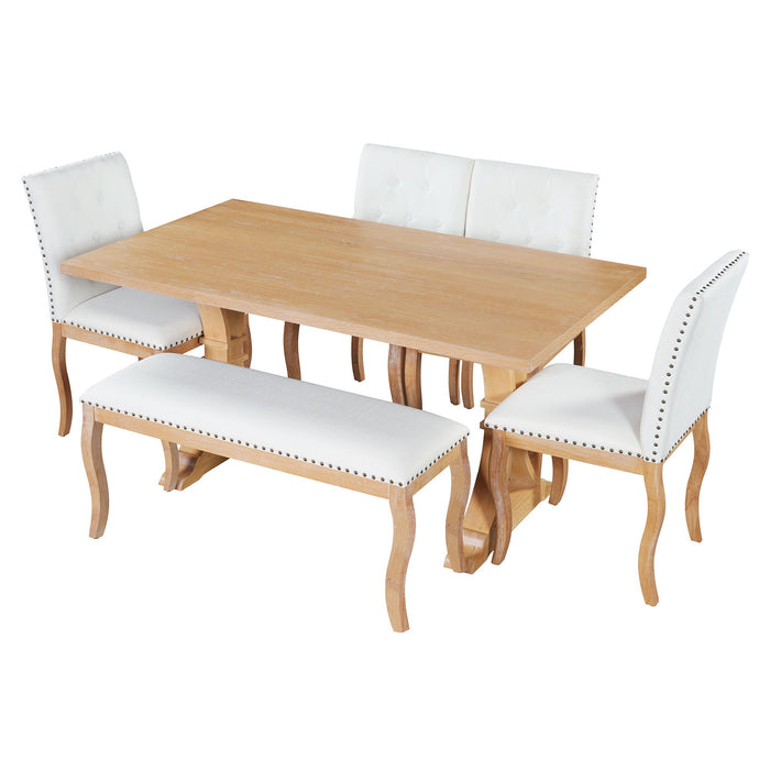 Dining Set With Bench, 6 Piece