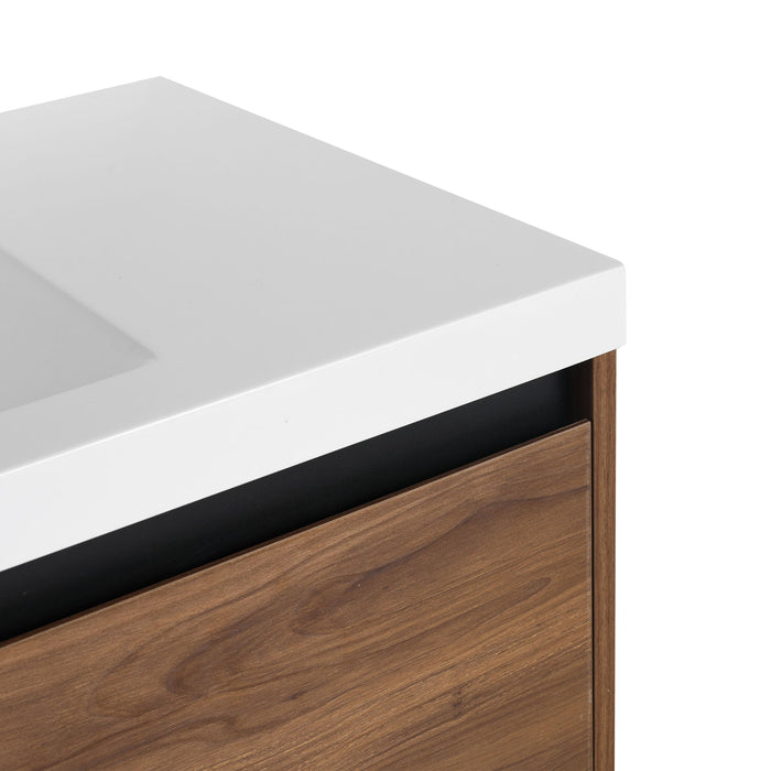 Bathroom Vanity Set With Resin Countertop Sink And 2 Doors, Engineered Wood