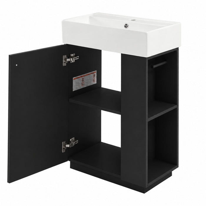 Bathroom Vanity With Sink, Freestanding Wood Grain Cabinet With Storage