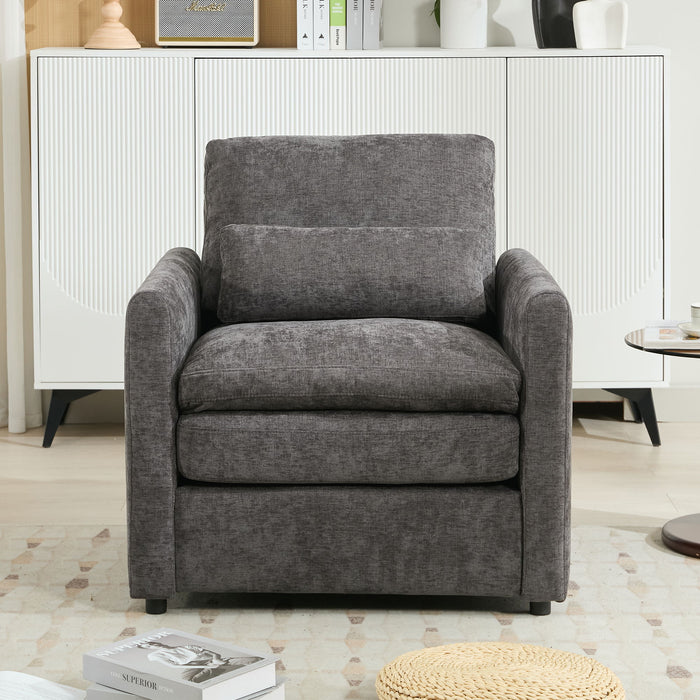 Cozy Upholstered Plush Cushion Armchair For Living Room