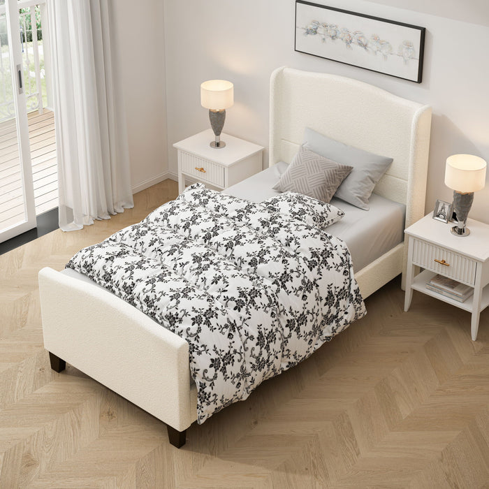 Platform Bed Frame With Tall Headboard And High Footboard