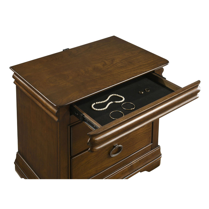 Leonide - 2 Drawer Nightstand With USB Charging And Hidden Storage - Cherry