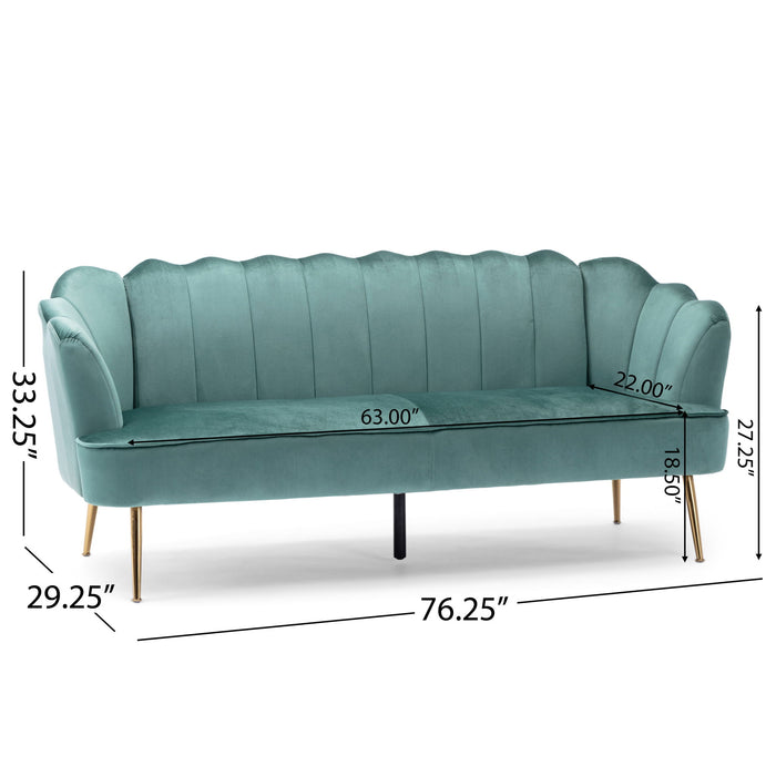 Modern Glam 3 Seater Sofa With Velvet Texture