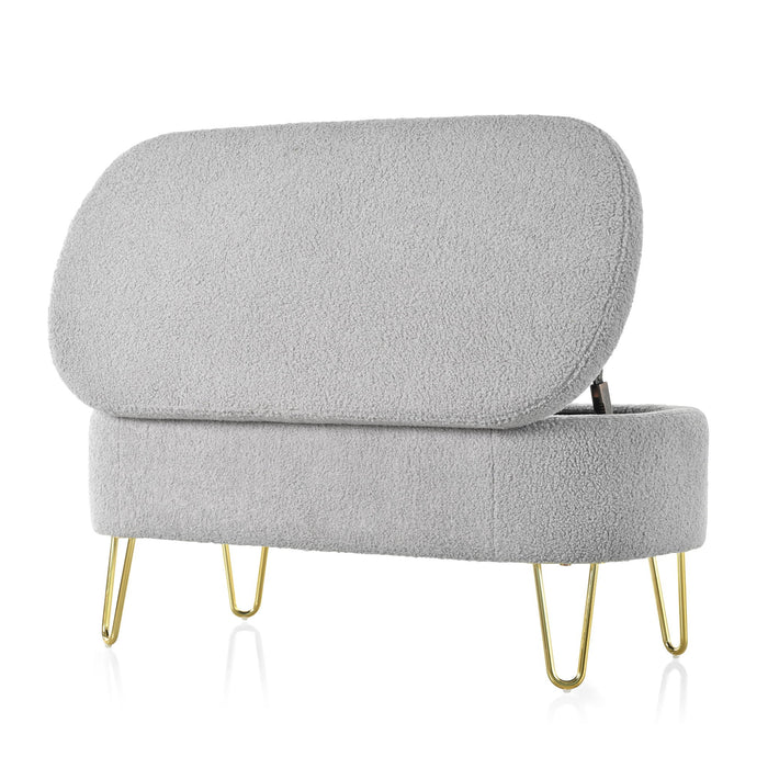 Upholstered Oval Storage Bench For Living Room