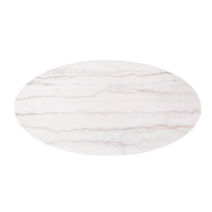 Oval Cocktail Table - Brown / Gold / White