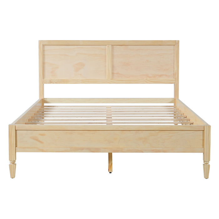 Classic Platform Bed Frame With Panel Headboard