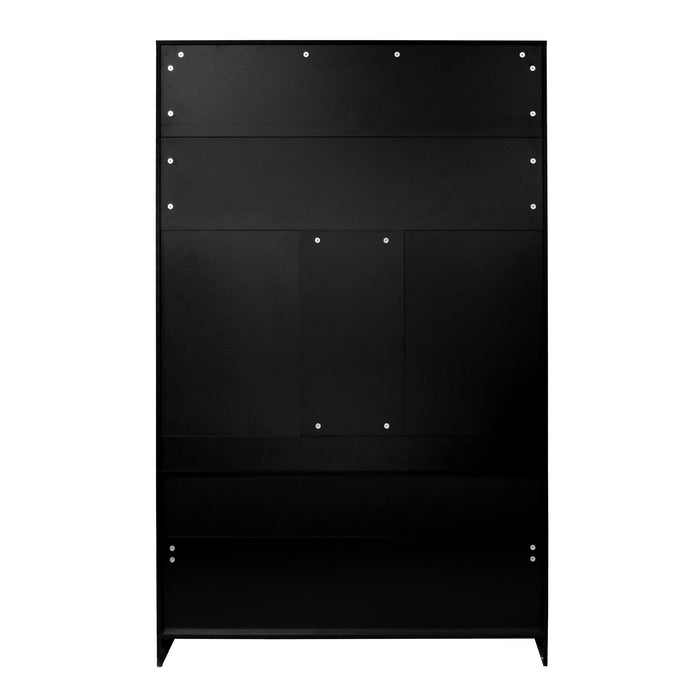 Entryway Bench With Coat Rack, 3 In 1 Design And Adjustable Shelves