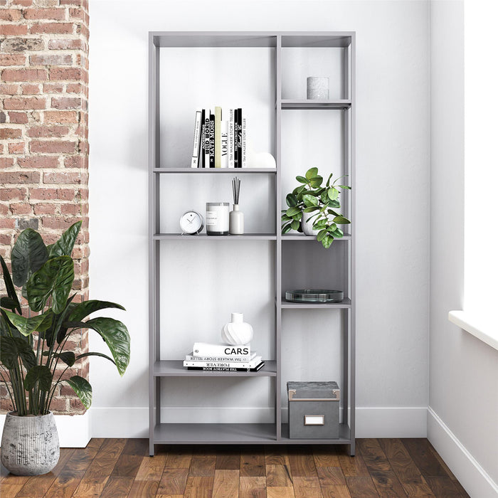 Mission District - Bookcase Room Divider With 6 Shelves - Gray