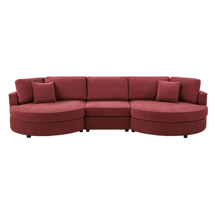 Modern 3 Seater Upholstered Sofa With Curved Design