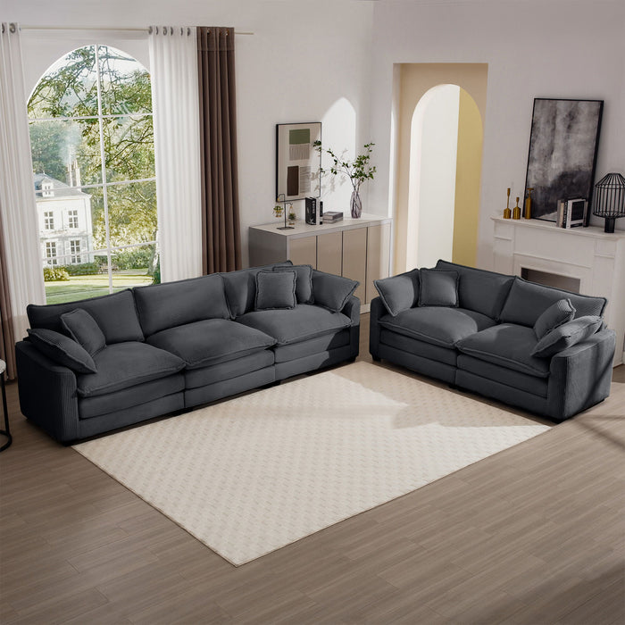 Elegant Corduroy Oversized Sectional Sofa Set With Deep Seats And Flexible Layout