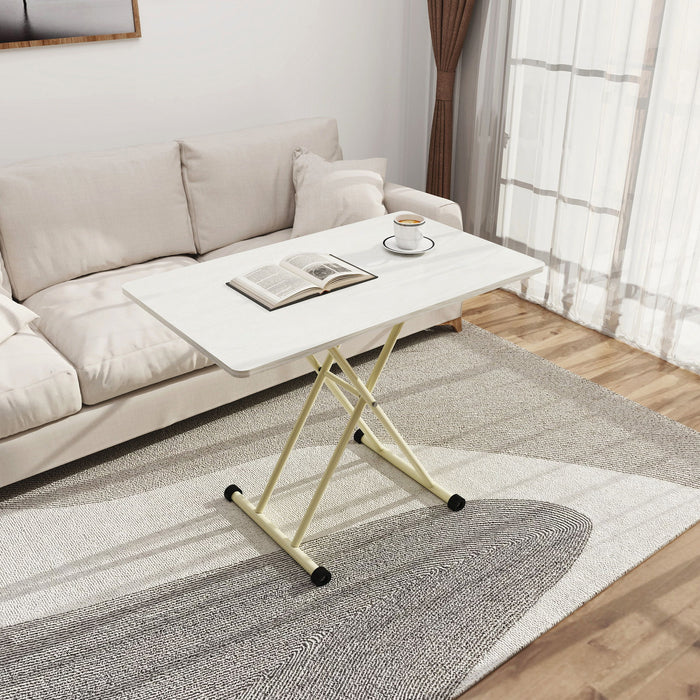 Adjustable Standing Table, Indoor & Outdoor Use, Portable With Adjustable Height - Off White / White