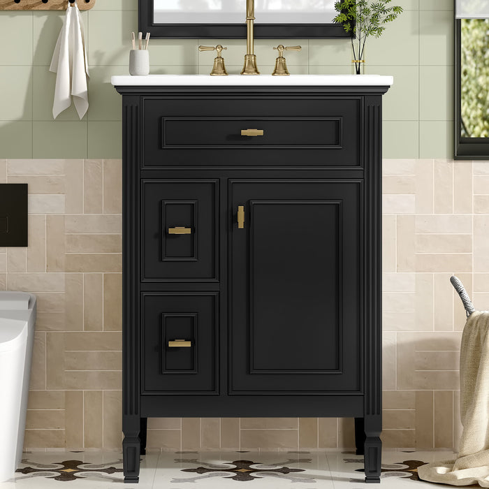 Modern Bathroom Vanity With Sink, Flip Drawer, 2 Drawers, Adjustable Shelf