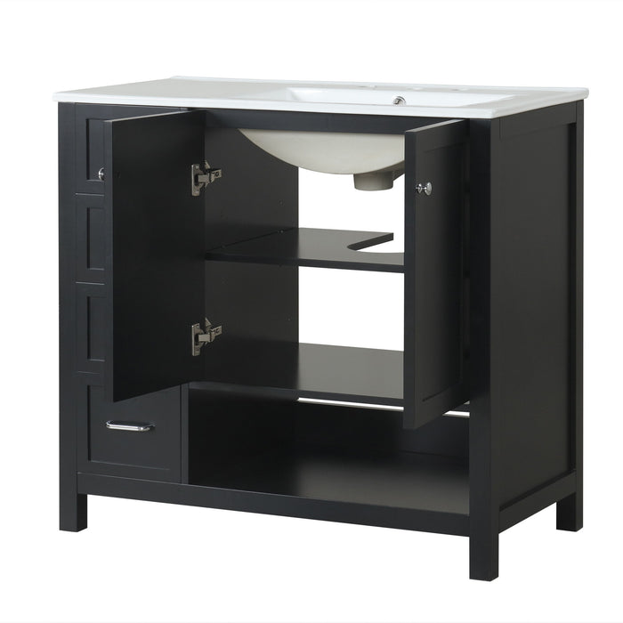 Bathroom Vanity With Sink Top, Bathroom Vanity Cabinet With 2 Doors And 2 Drawers, Open Shelf