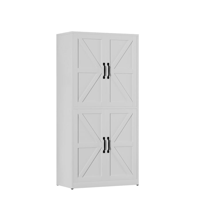 Kitchen Pantry Cabinet With Adjustable Shelves, Heavy Duty Storage - White