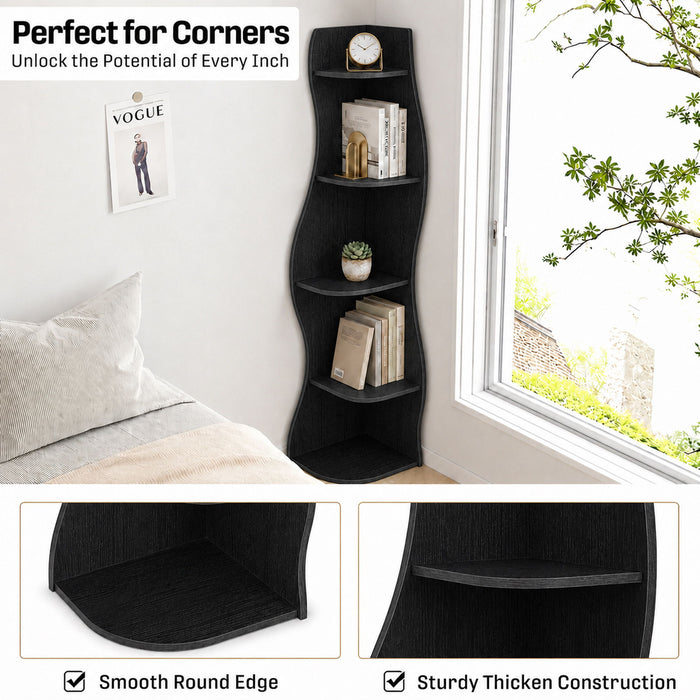 5 Tier S - Shaped Corner Shelf For Living Room