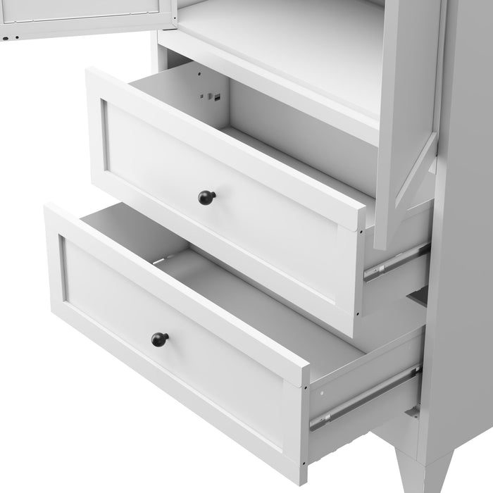 Pantry Cabinet With 2 Drawers, Adjustable Shelves, Freestanding Kitchen Storage Organizer - White