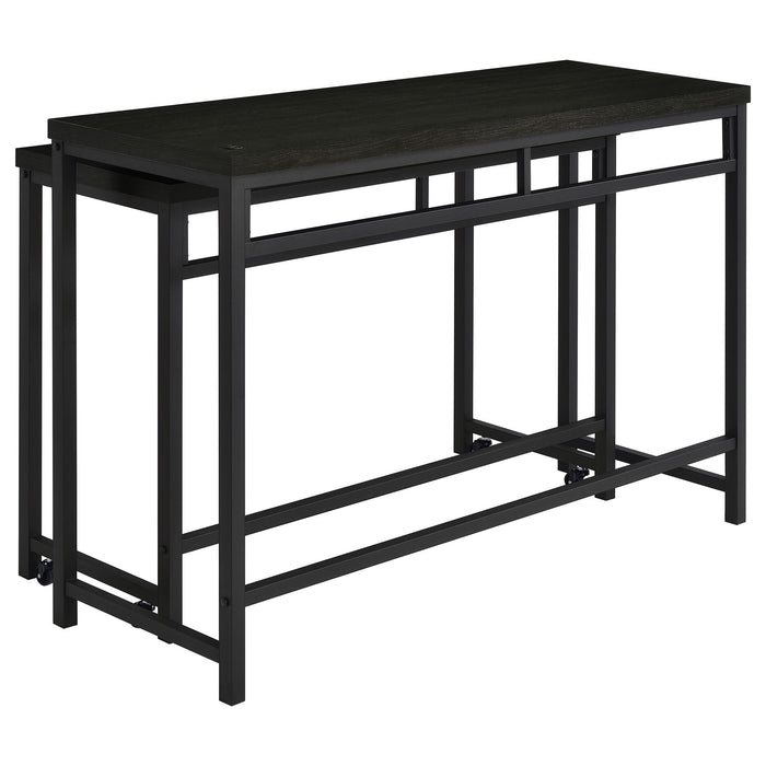 Klekner - 4 Piece Counter Height Table Set With Nesting Tables And Backless Stools - Charcoal