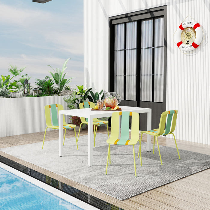 Modern Striped Blocking Single Chairs, Waterproof And Fade Resistant (Set of 4)