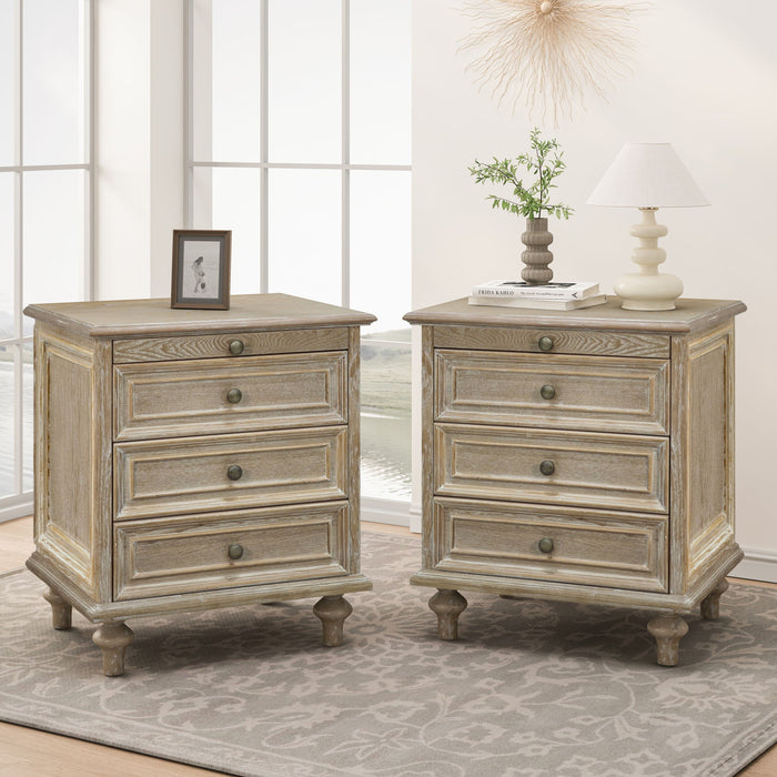 Farmhouse Nightstand With 4 Drawers