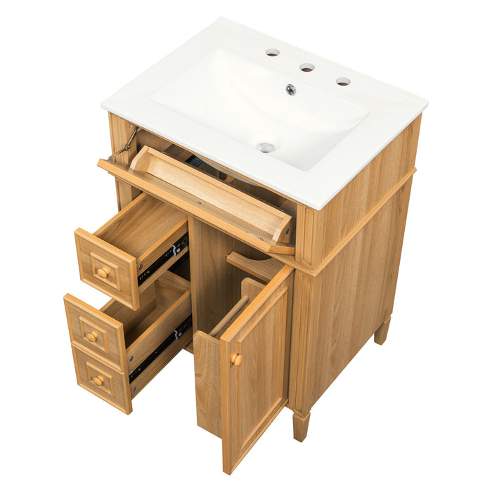 Bathroom Vanity With Sink, Cabinet With Flip Out Drawer, 2 Soft Close Drawers, 1 Soft Close Door - Wood