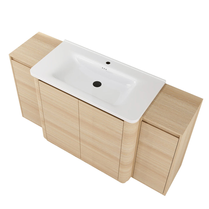 Freestanding Bathroom Vanity With Sink, 2 Small Storage Cabinets, Soft Close Doors