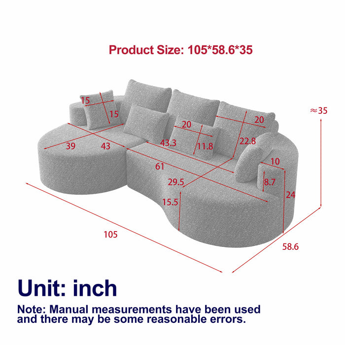 Curved Oversized Sectional Sofa With Extra Deep Seat