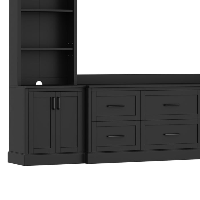 Arched Entertainment Center Wall Unit With 6 Drawers, Large TV Stand With Bookshelves