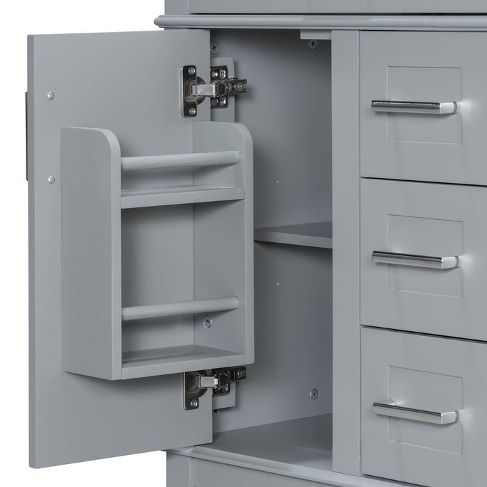 Modern Bathroom Vanity With Sink, Flip Drawer & 3 Drawers, Soft Close Hinges, Adjustable Shelf