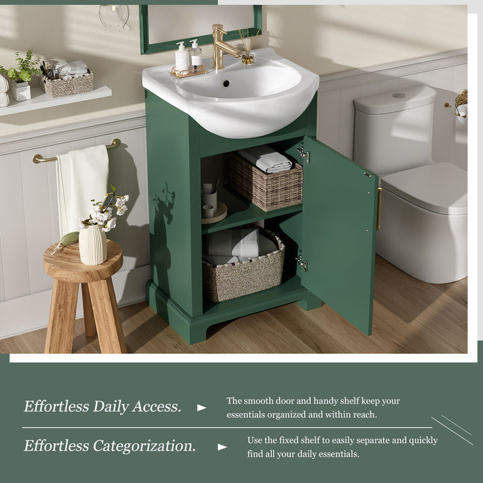 20" Bathroom Vanity With Bulged Sink, Freestanding Single Vanity Set, Soft Close Door