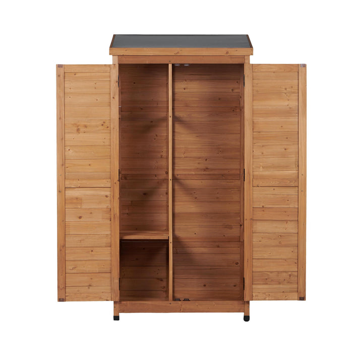 Outdoor Storage Shed With Vertical Tool Cabinet For Backyard