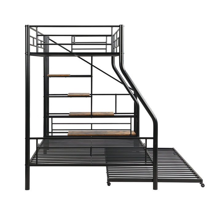 Metal Bunk Bed With Trundle And Storage Staircase