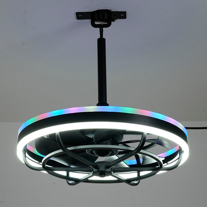 Ceiling Fan Light LED Light Source And Remote Control, 3000 - 6500K Dimmable LED Fan Light, 6 Speeds, For Living Room - Matte Black