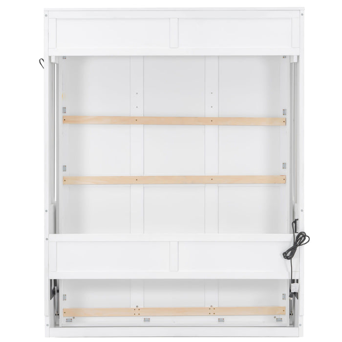 Murphy Bed With Desk, LED Lights & USB Charging Station