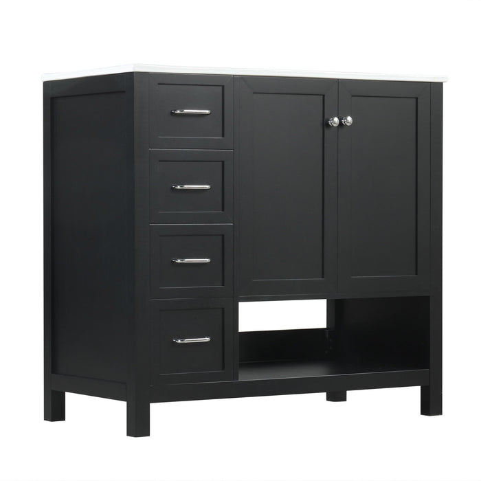 Bathroom Vanity With Sink Top, Bathroom Vanity Cabinet With 2 Doors And 2 Drawers, Open Shelf