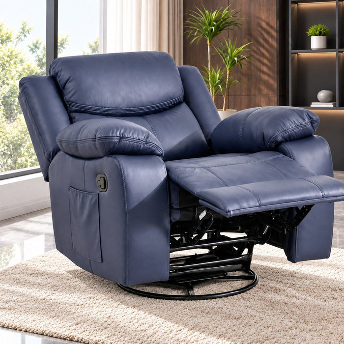 Rocker Recliner Chair With Manual Recline And 360° Swivel Base
