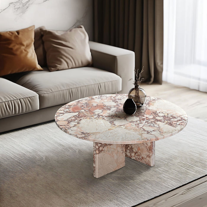 Diamond - Marble Coffee Table With Polished Surface For Living Room - Pink