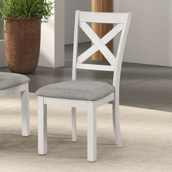 Dining Chairs With Cross Back, Cushion Seat (Set of 2) - White