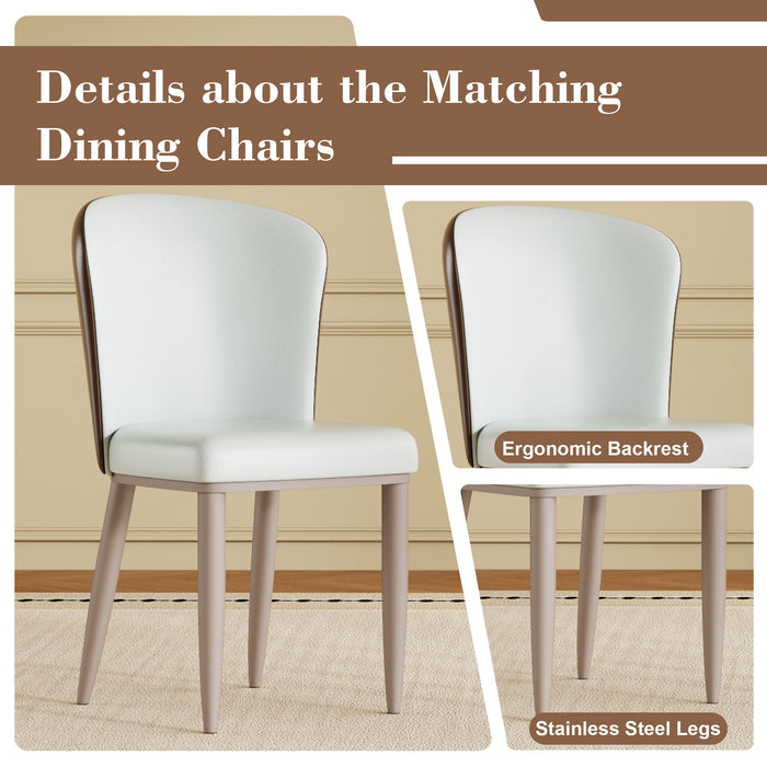 Round Dining Table With 360° Rotating Lazy Susan For Dining Room & Kitchen, 6 Chairs - White