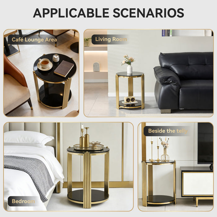 Round Table With Double Layer Storage
