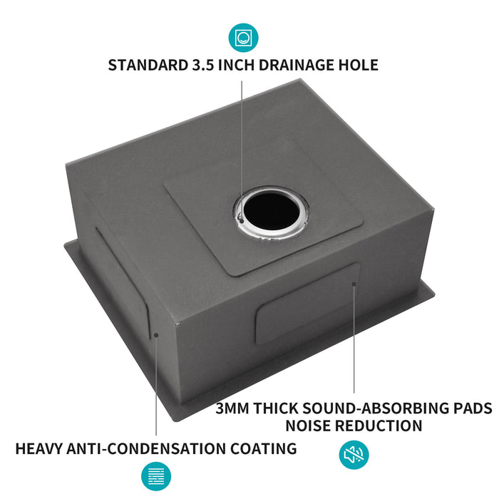 Modern Undermount Stainless Steel Kitchen Sink 16 Gauge, Deep Single Bowl