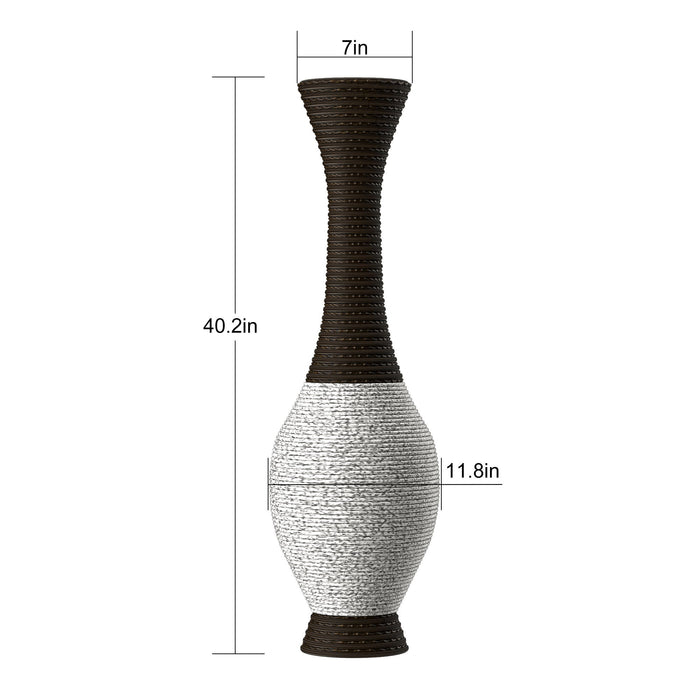 Tall Designer Floor Vase With Elegant 2 Tone