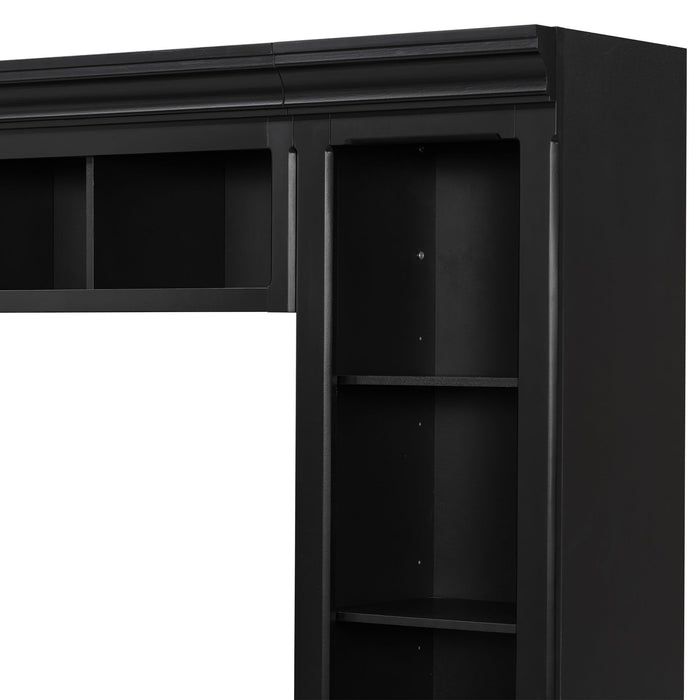 TV Stand With Hutch, Large Entertainment Center With Adjustable Shelves