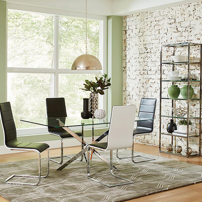 6 Tier Bookcase With Tempered Glass Shelves - Black / Nickel