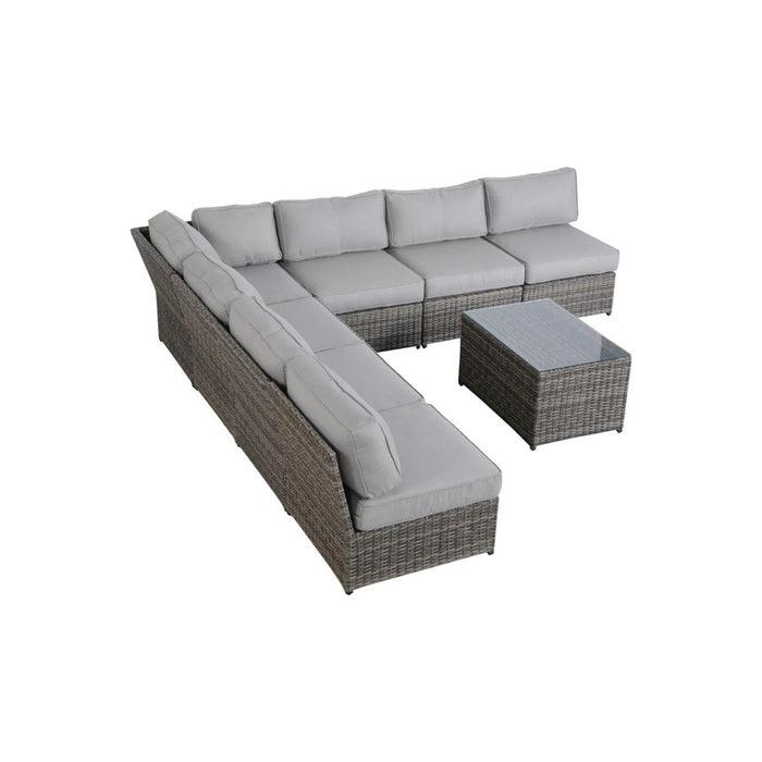 Comfortable Modern Patio Rattan Sectional Set With Cushions