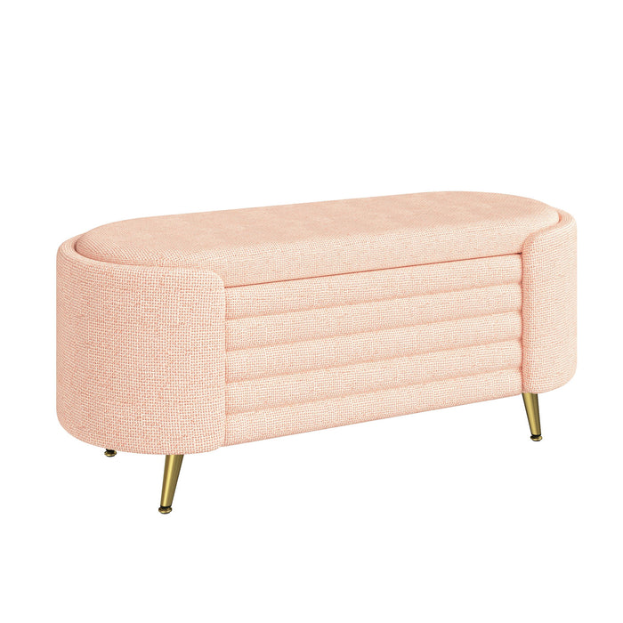 Modern Oval Storage Ottoman With Upholstery